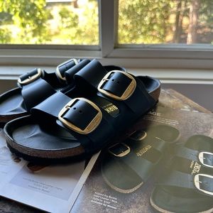 Birkenstock Blue oiled Leather Arizona Big Buckle 37R, 240mm, US 6, UK 4.5